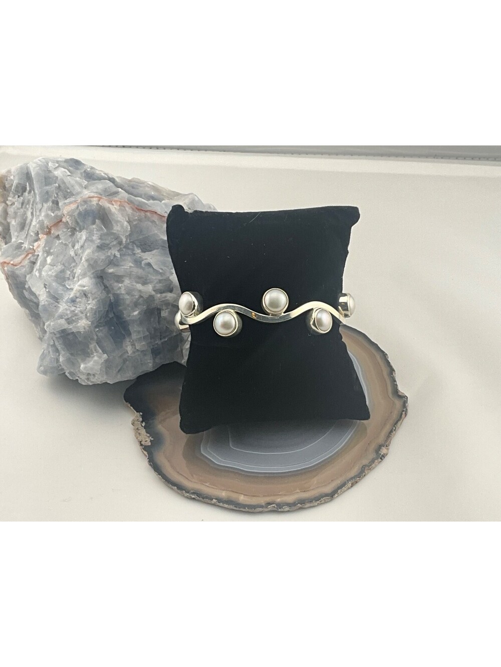 CHARLES ALBERT 925. STERLING SILVER PEARL WAVE CUFF